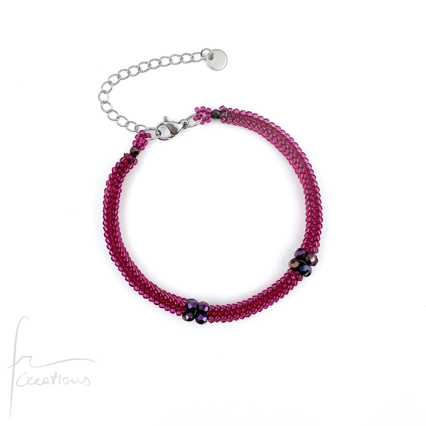 Bracciale Kubik artigianale intrecciato a mano con perline e mezzi cristalli