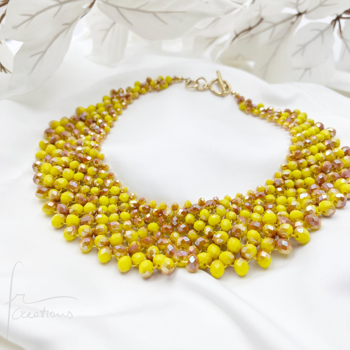 Alexandra tessitura con cristalli gialli miele