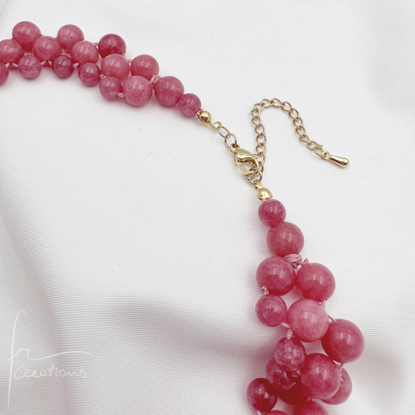 Collana Alexandra Medium in tessitura Con Giada Rosa Rodocrosite