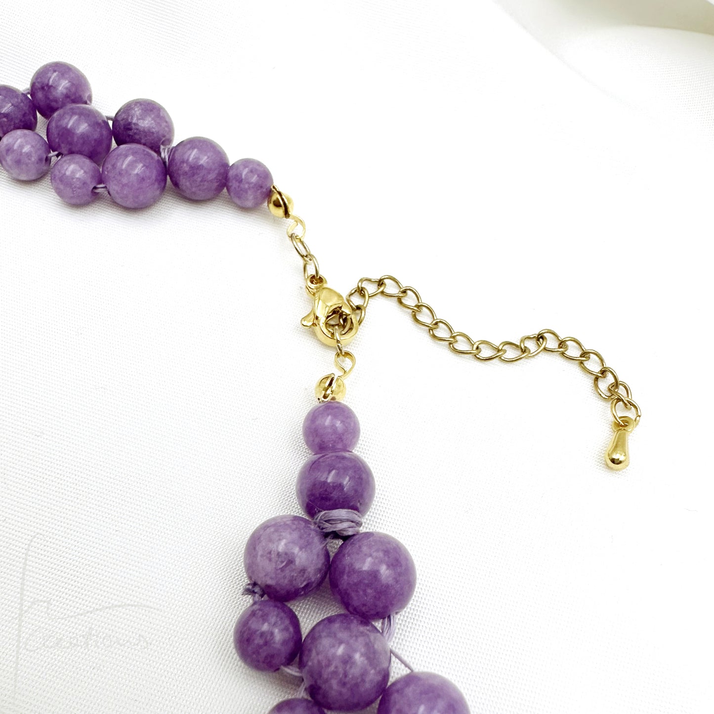 Collana Alexandra Medium in tessitura Con Giada Viola Lavanda Kunzite