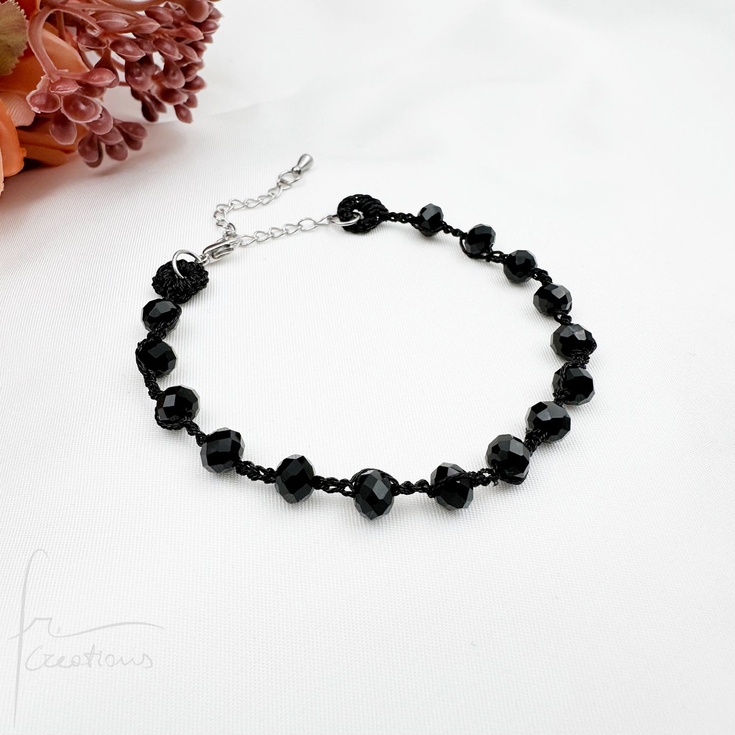 Bracciale uncinetto e cristalli Febe