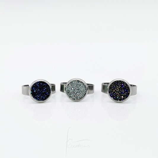 Anello chevalier regolabile in acciaio con Cristalli Austriaci Originali tutti i colori