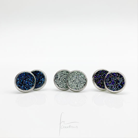 Orecchini da lobo a bottone in acciaio con Cristalli Austriaci Originali tutti i colori