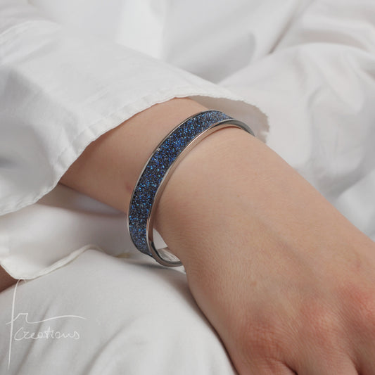 Bracciale a Fascia Rigido in acciaio inox e Cristali Austriaci Originali