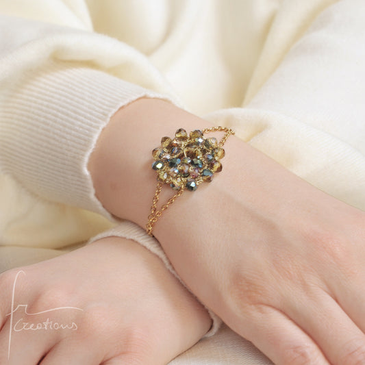 Bracciale fiore all'uncinetto con cristalli Blumen