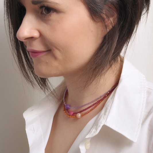 Collana Girocollo Astra con Cubic Zirconia e Pietre Naturali