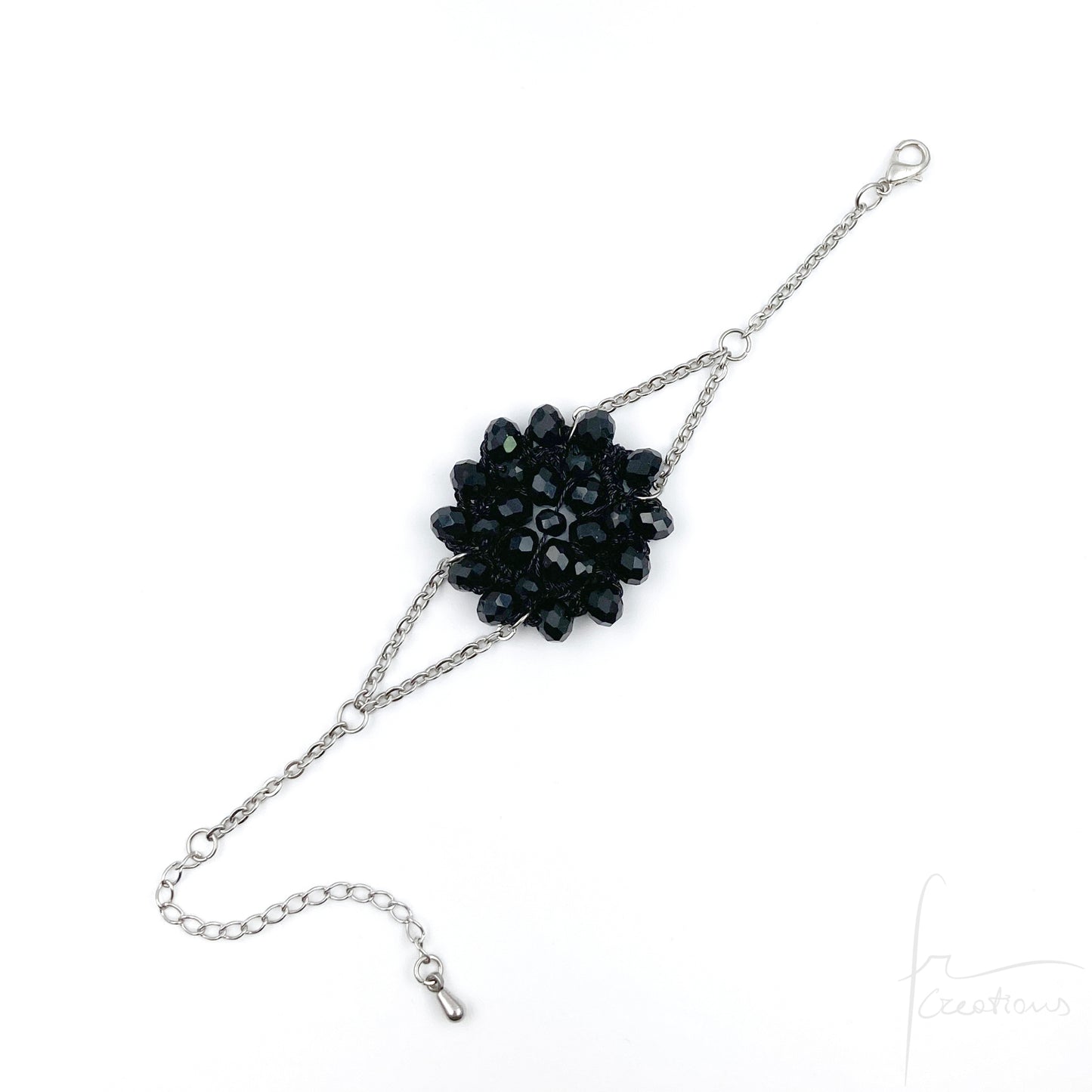 Bracciale fiore all'uncinetto con cristalli Blumen