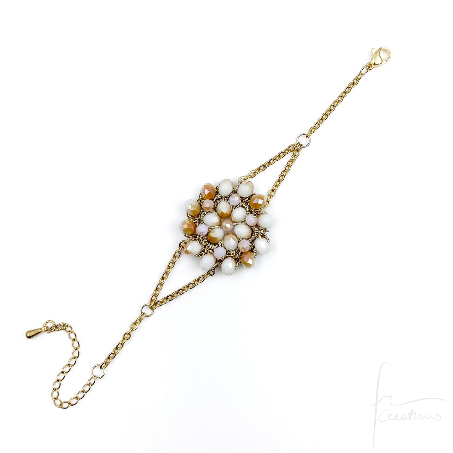 Bracciale fiore all'uncinetto con cristalli Blumen