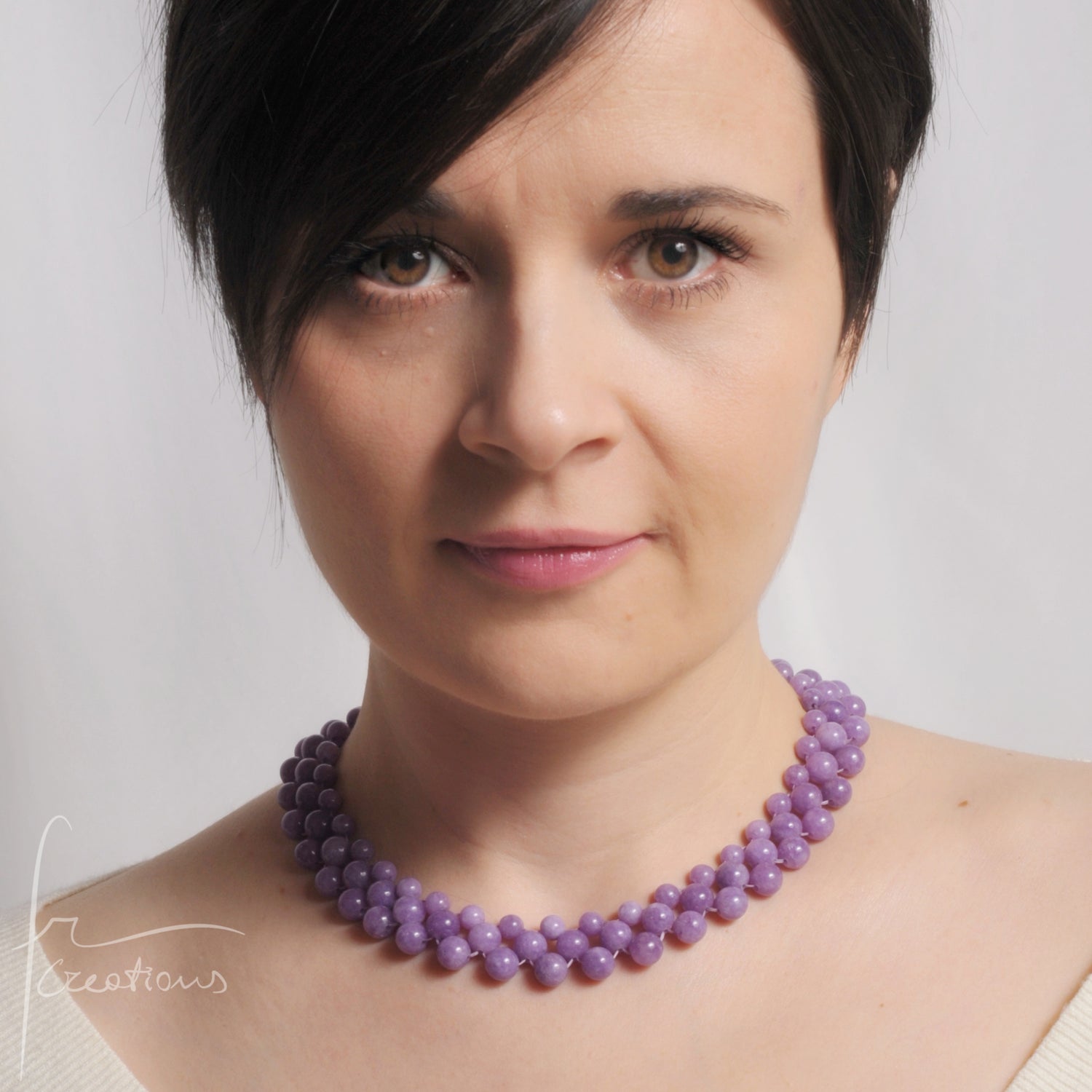 Collana Alexandra Medium in tessitura Con Giada Viola Lavanda Kunzite