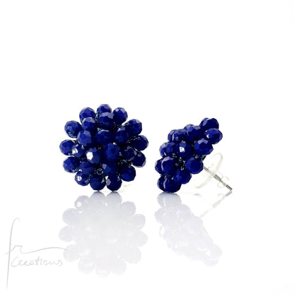 Orecchini a Lobo Rotondi Aila all' Uncinetto con Cristalli