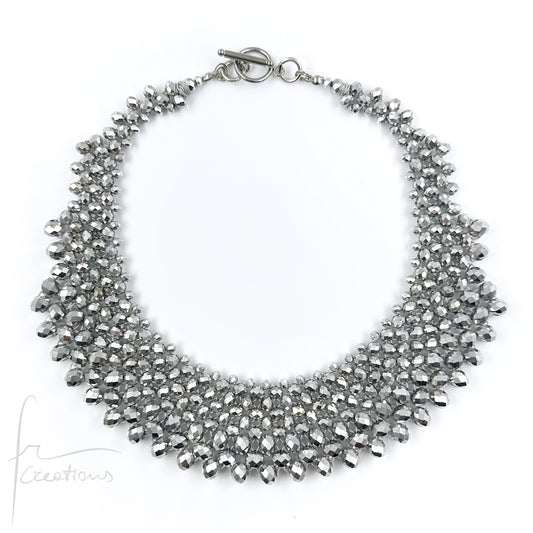 Collana Girocollo Alexandra tessitura con cristalli Alexandra Silver