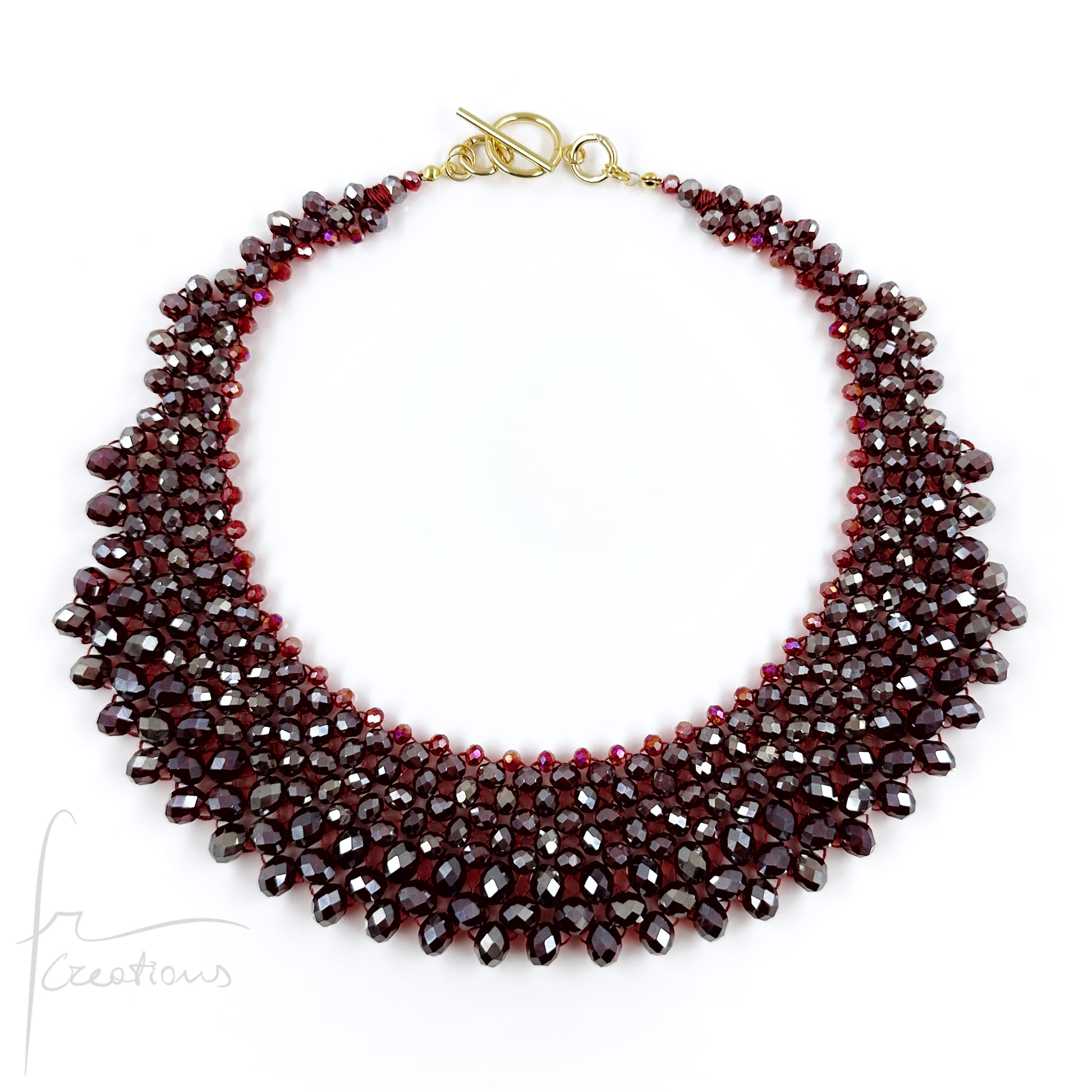 Collana Girocollo Alexandra tessitura con cristalli Alexandra Rosso Ruby Iridescente