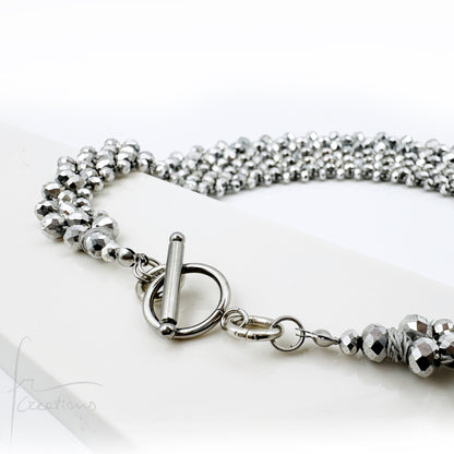 Collana Girocollo Alexandra tessitura con cristalli Silver