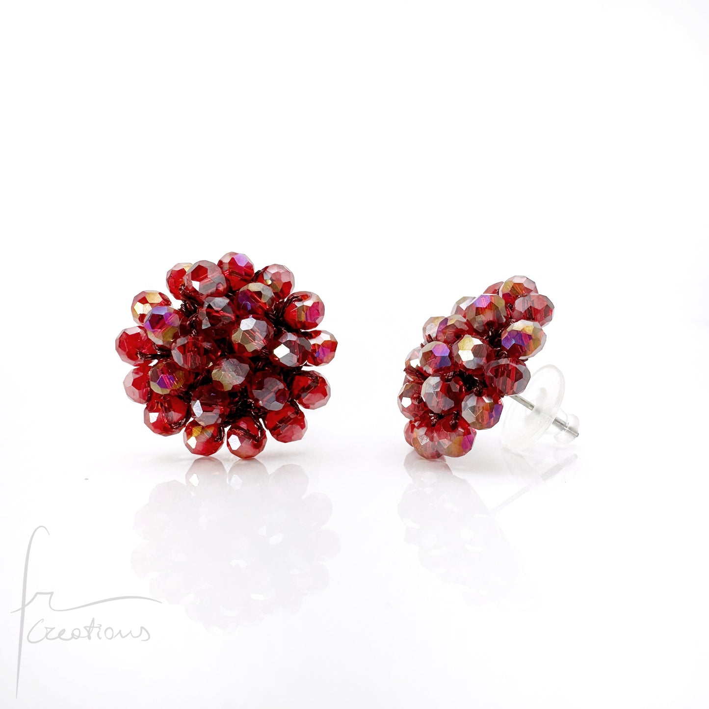 Orecchini a Lobo Rotondi Aila all' Uncinetto con Cristalli