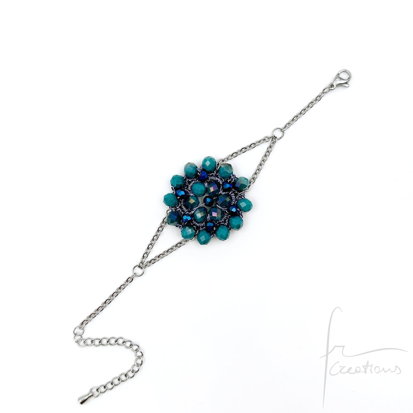 Bracciale fiore all'uncinetto con cristalli Blumen