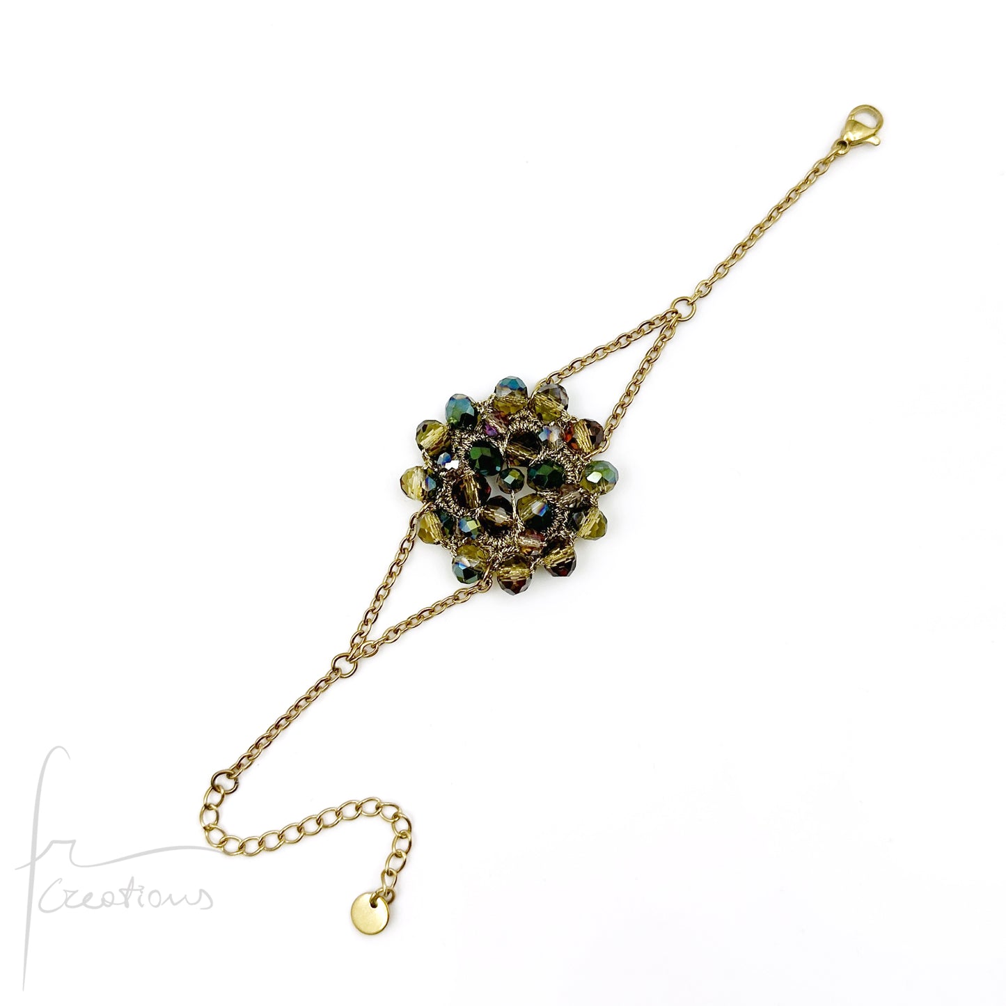 Bracciale fiore all'uncinetto con cristalli Blumen