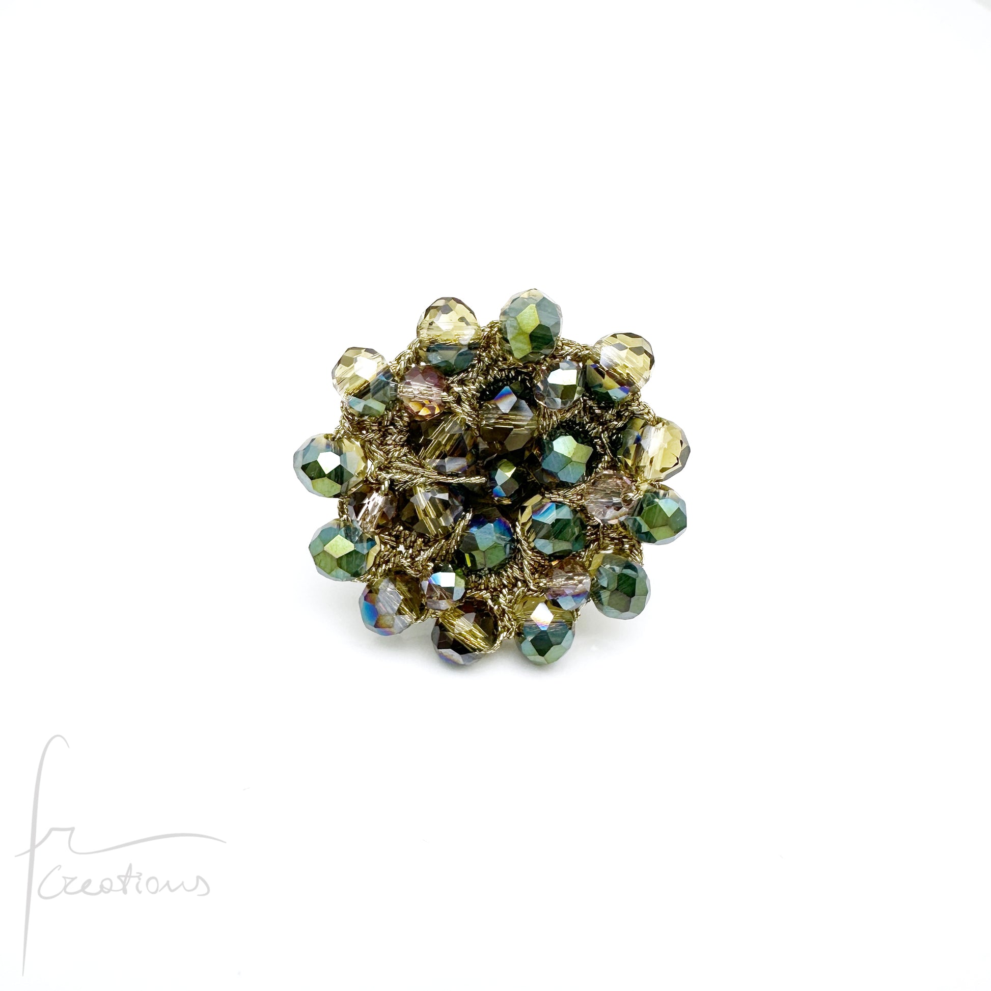 Anello fiore all'uncinetto con cristalli Blumen