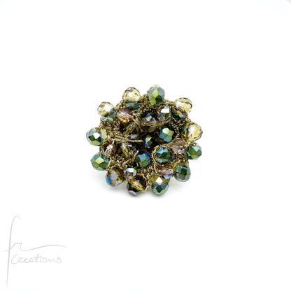 Anello fiore all'uncinetto con cristalli Blumen