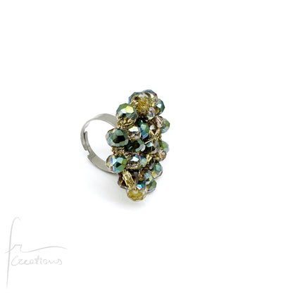 Anello fiore all'uncinetto con cristalli Blumen