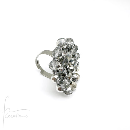 Anello fiore all'uncinetto con cristalli Blumen