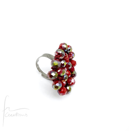 Anello fiore all'uncinetto con cristalli Blumen