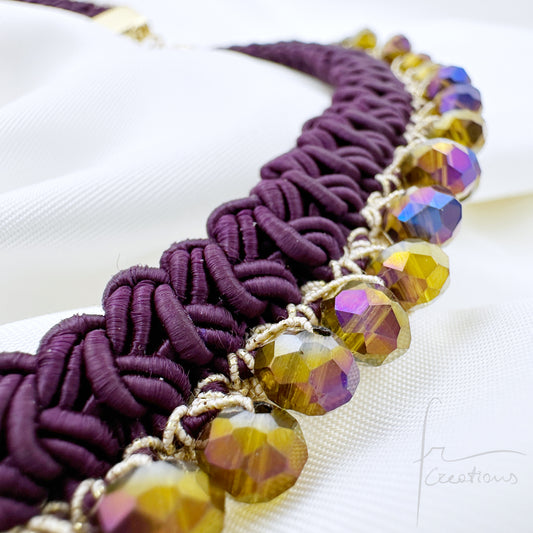 Collana girocollo SUN all'uncinetto con cristalli 