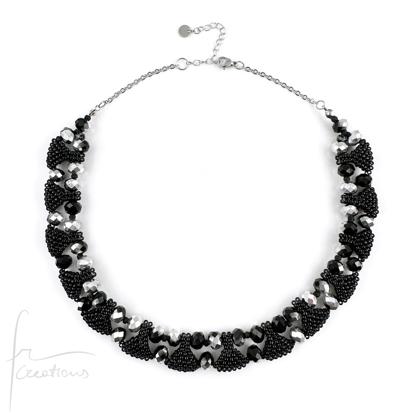 Collana girocollo in tessitura con cristalli e perline Maya