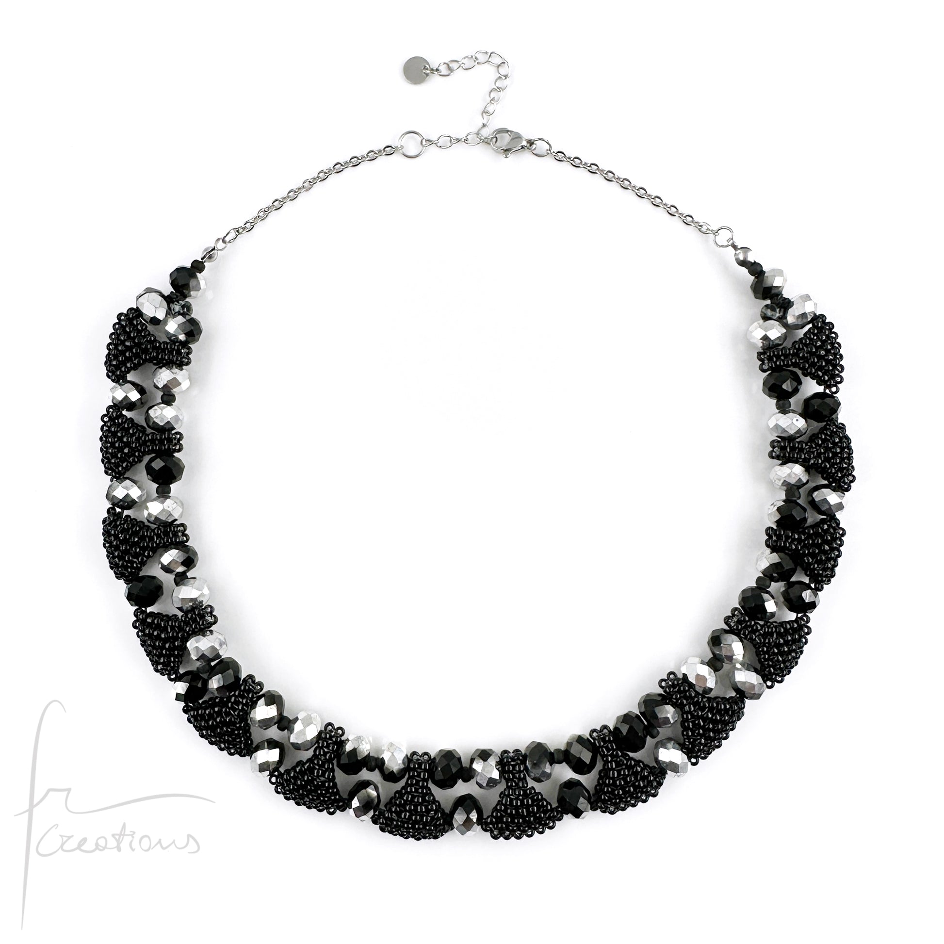 Collana girocollo in tessitura con cristalli e perline Maya