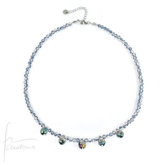 Girocollo Dew Elements con cubic zirconia sfaccettate e briolettes iridescenti in cristallo austriaco