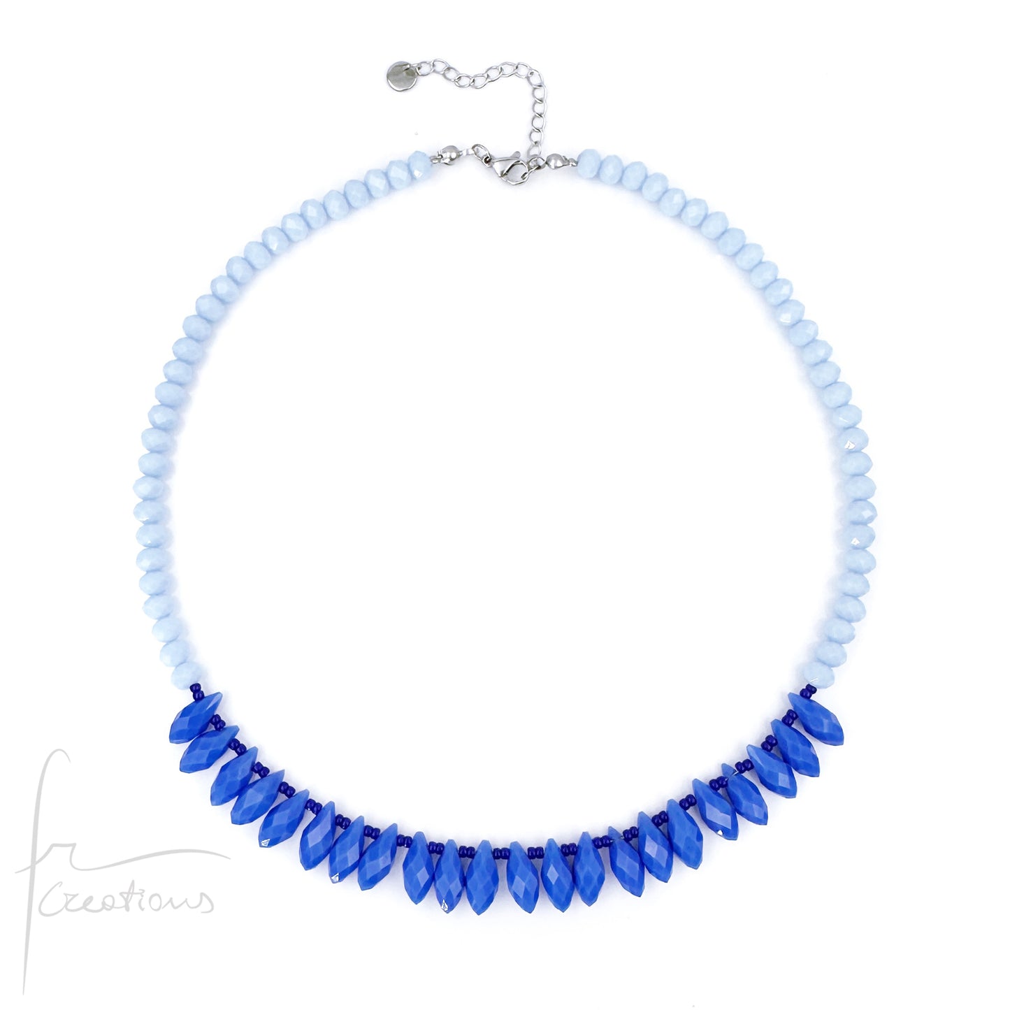Collana girocollo Deep Blue perline e cristalli