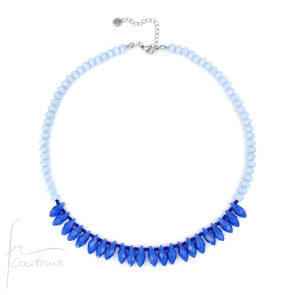 Collana girocollo Deep Blue perline e cristalli