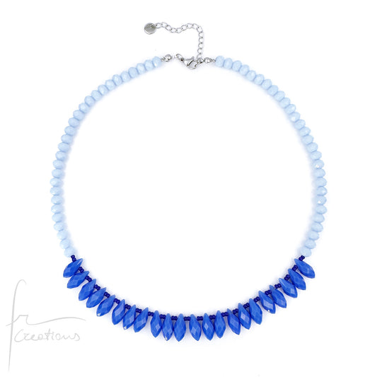 Collana girocollo Deep Blue perline e cristalli