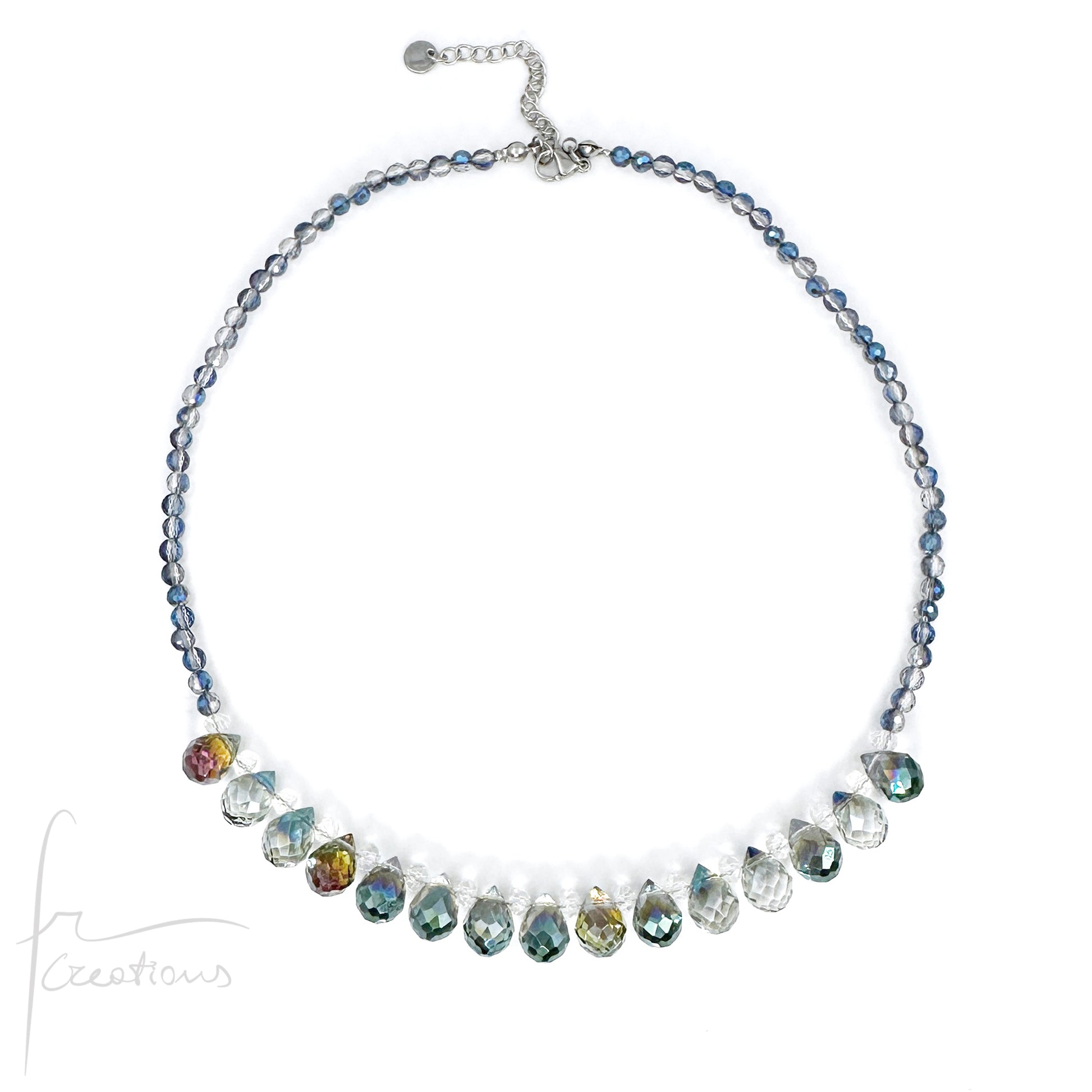 Girocollo Drops Elements con cubic zirconia sfaccettate e briolettes iridescenti in cristallo austriaco