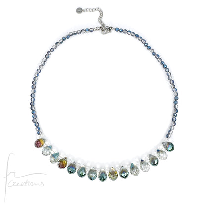 Girocollo Drops Elements con cubic zirconia sfaccettate e briolettes iridescenti in cristallo austriaco