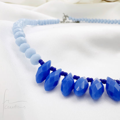 Collana girocollo Deep Blue perline e cristalli