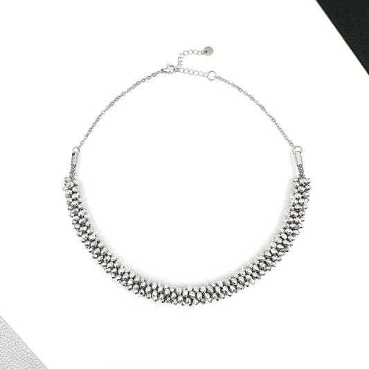 Collane girocollo Snake intrecciate a mano con cristalli silver