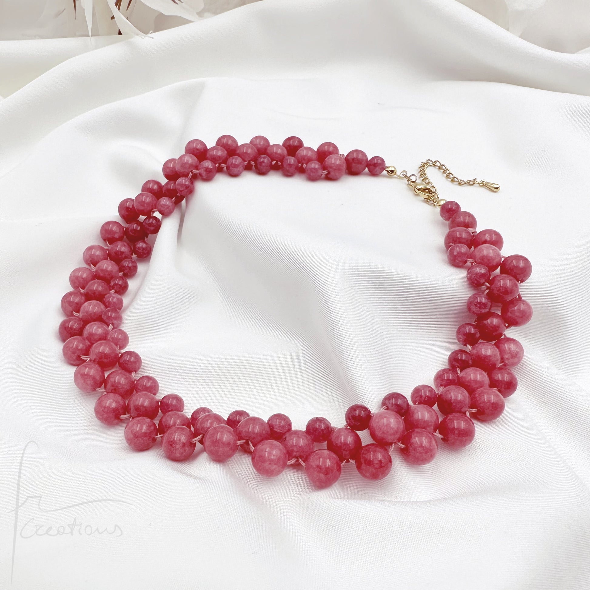 Collana Alexandra Medium in tessitura Con Giada Rosa Rodocrosite