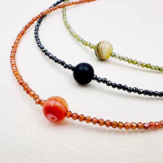 Collana Girocollo Astra con Cubic Zirconia e Pietre Naturali