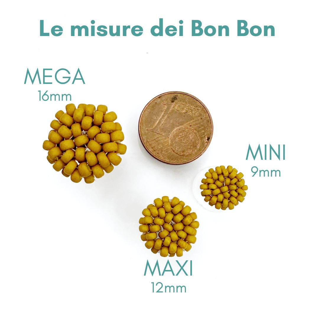 Le misure degli orecchini bon bon artigianali con Miyuki