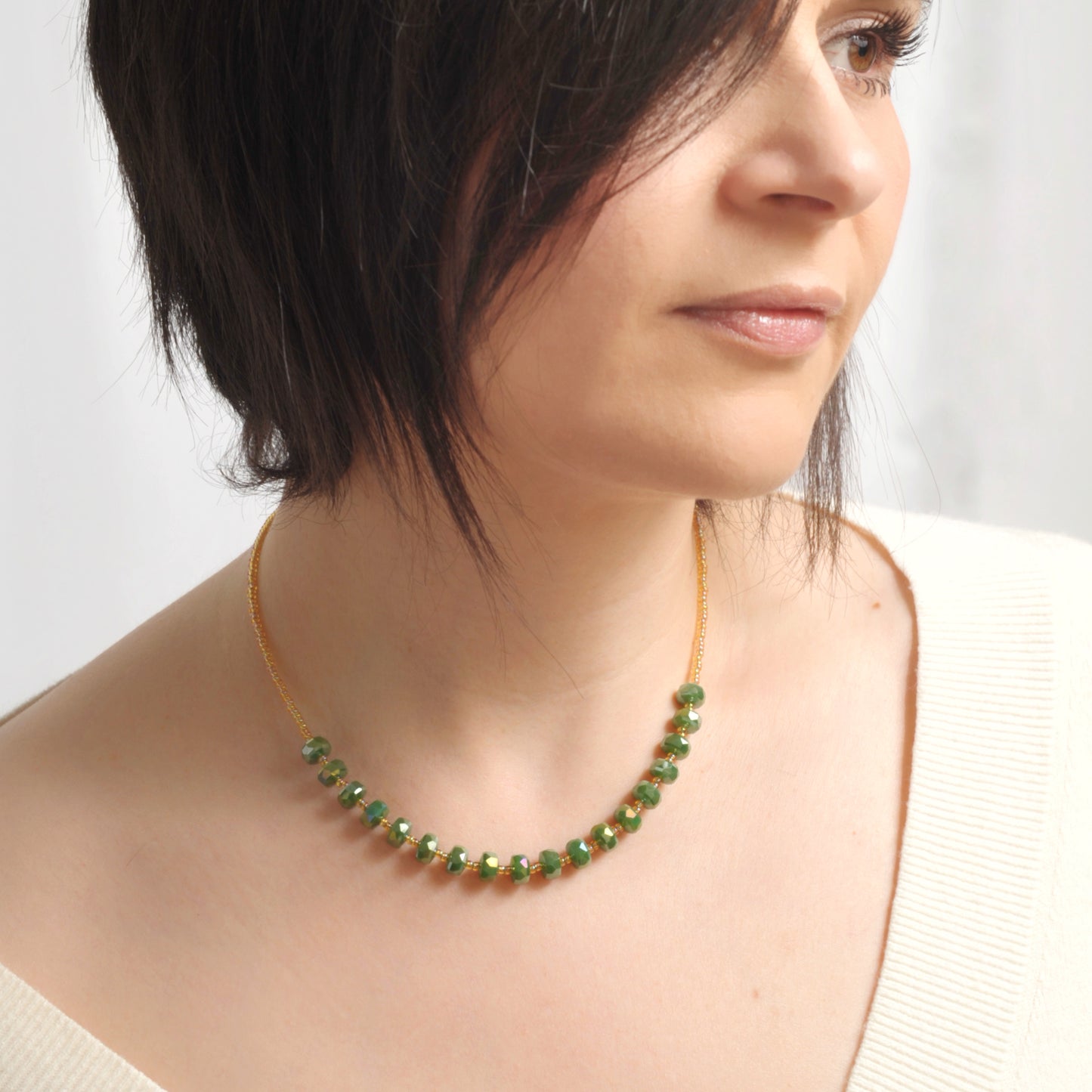 Collana girocollo Woods perline e cristalli