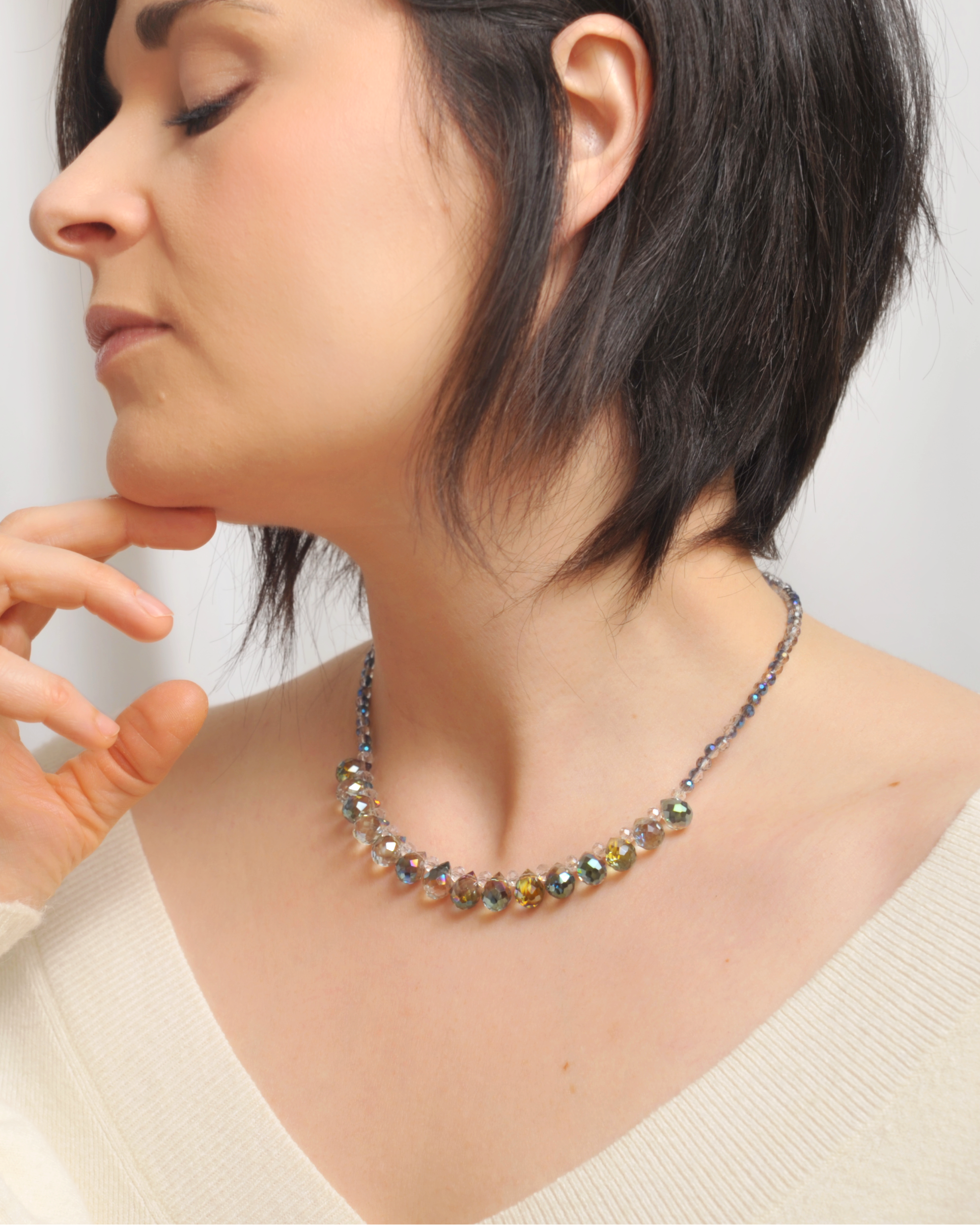 Collana girocollo Drops perline e cristalli della collezione Elements di effeerrecreations