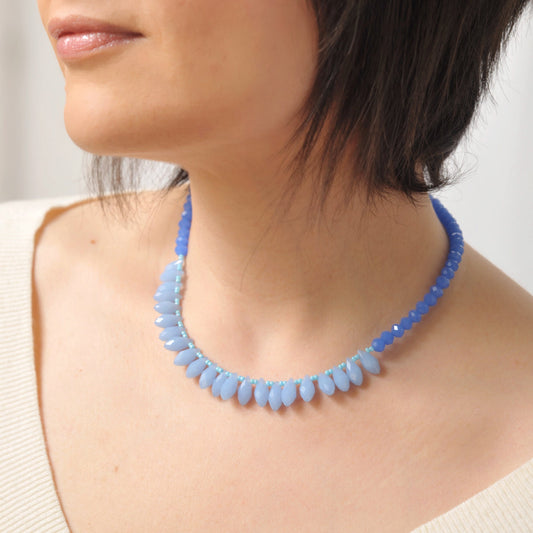 Collana girocollo Azure Drop perline e cristalli