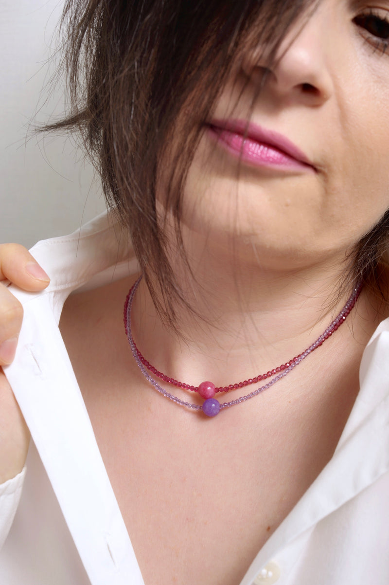 Collana Girocollo Astra con Cubic Zirconia e Pietre Naturali