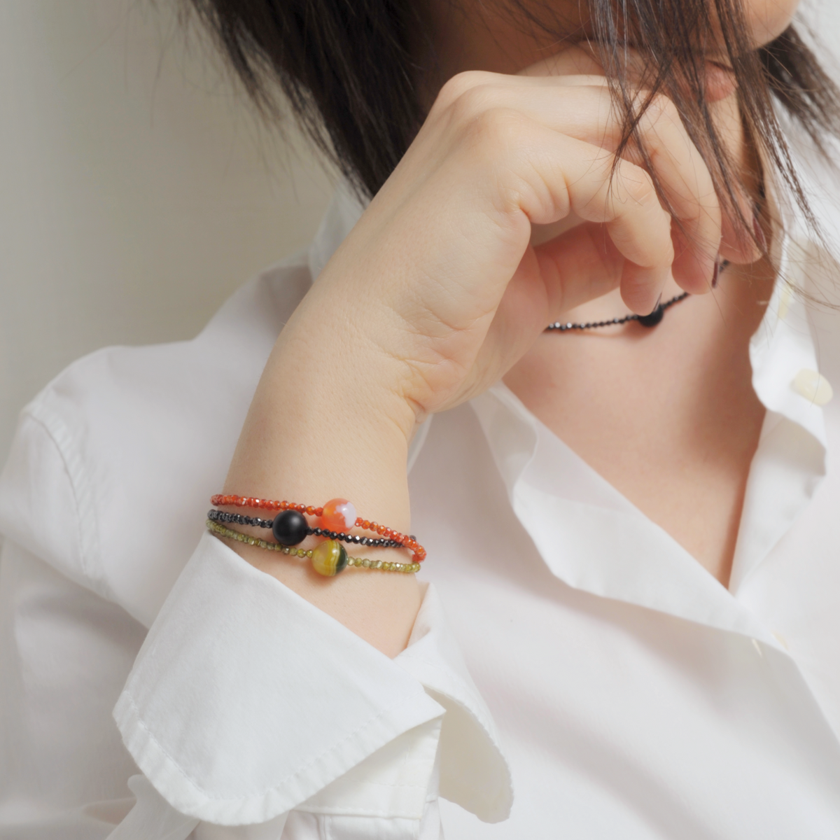 Bracciali Astra con Cubic Zirconia e Pietre Naturali indossati
