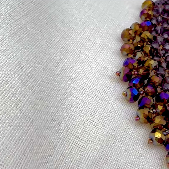 Collana Girocollo Alexandra tessitura con cristalli Alexandra Viola Oro Iridescente