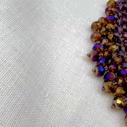 Collana Girocollo Alexandra tessitura con cristalli Alexandra Viola Oro Iridescente