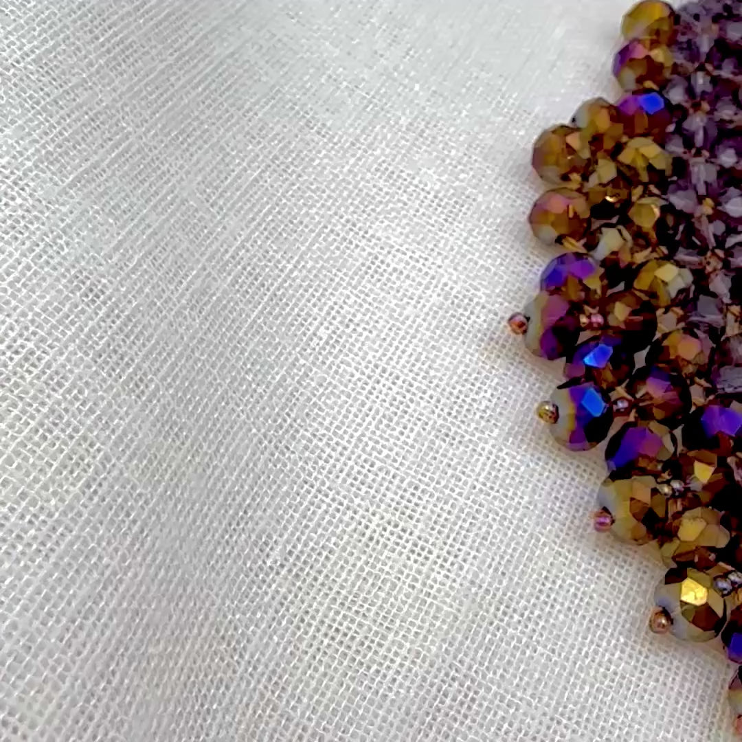 Collana Girocollo Alexandra tessitura con cristalli Alexandra Viola Oro Iridescente