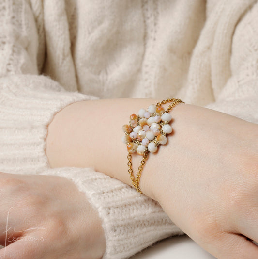 Bracciale fiore all'uncinetto con cristalli Blumen